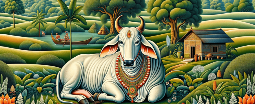 Kalighat painting of Cow